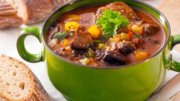 hearty beef and vegetable stew in pot