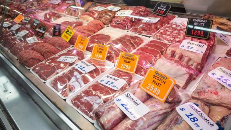 different cuts of meat at butcher