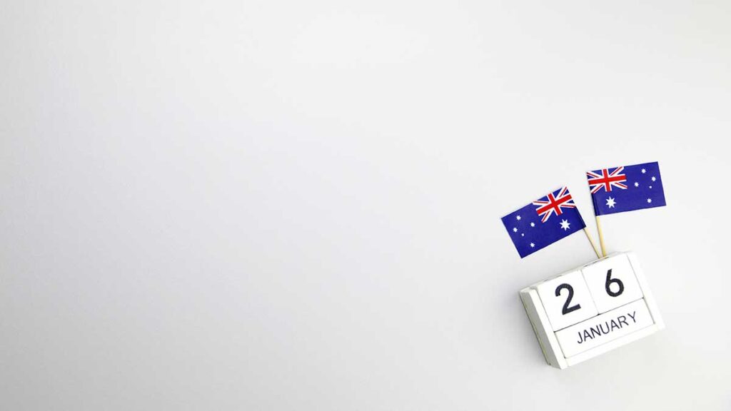 australia day date 26 january with flags