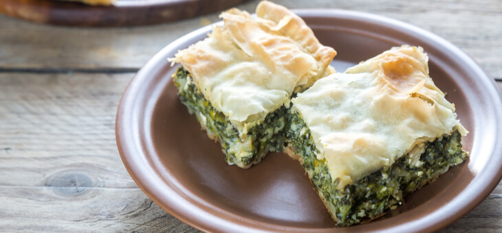 spinach slice on plate