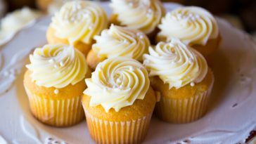 vanilla cupcakes on a plate