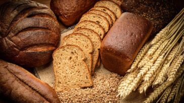 a collection of breads and grains