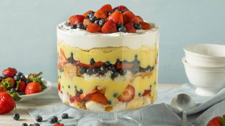 A delicious strawberry trifle for a dinner party