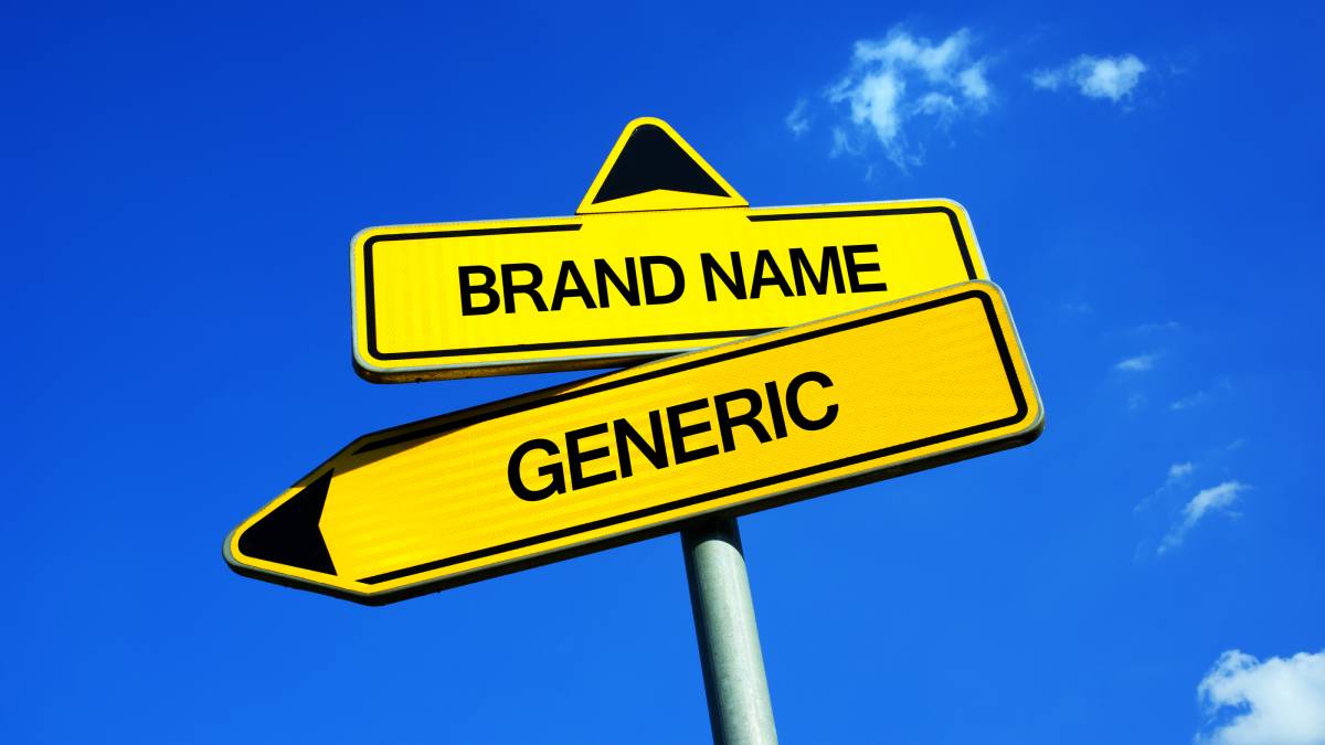 sign showing generic versus branded products