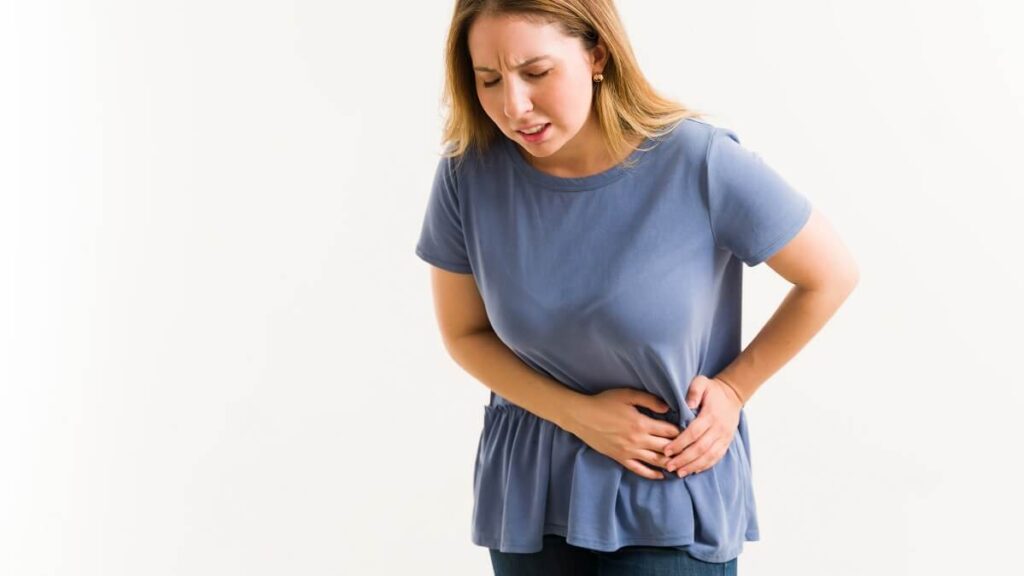 woman holding gall bladder