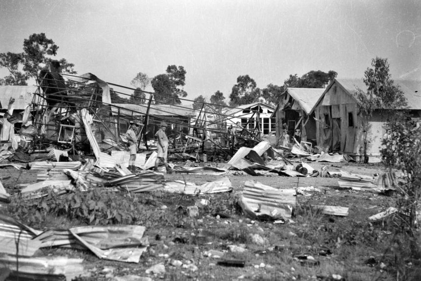 By the time Mrs James returned to Darwin, parts of the city had been reduced to rubble. (Supplied: Australian War Memorial)