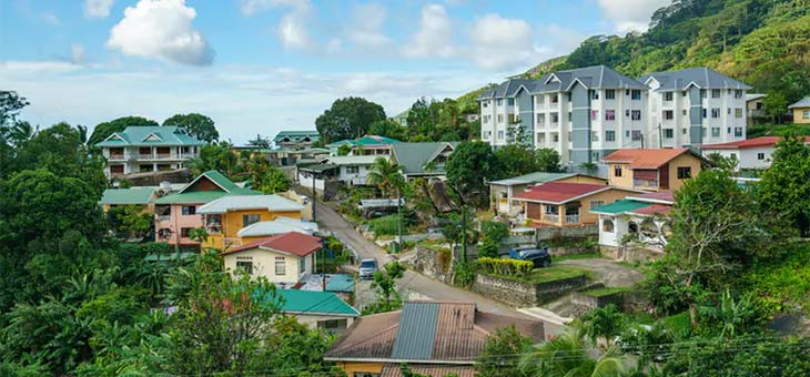 Houses in the city of Victoria the capital of Seychelles