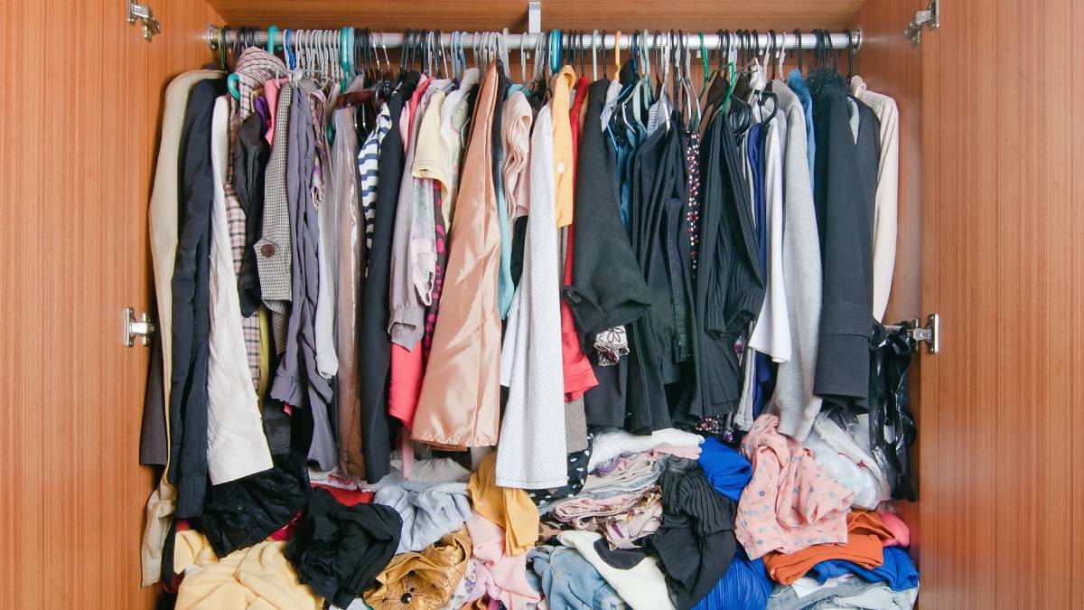 A messy wardrobe