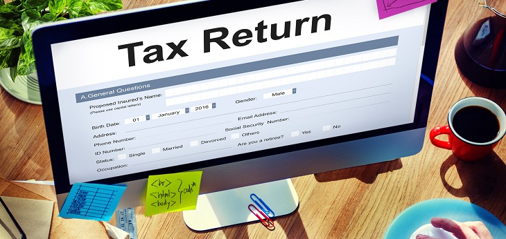 Tax return filling out on a computer