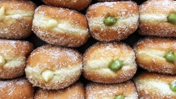 rows of cream filled donuts