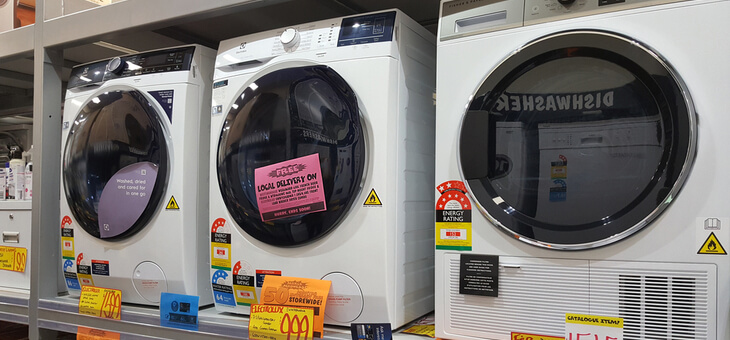 washing machines in a store