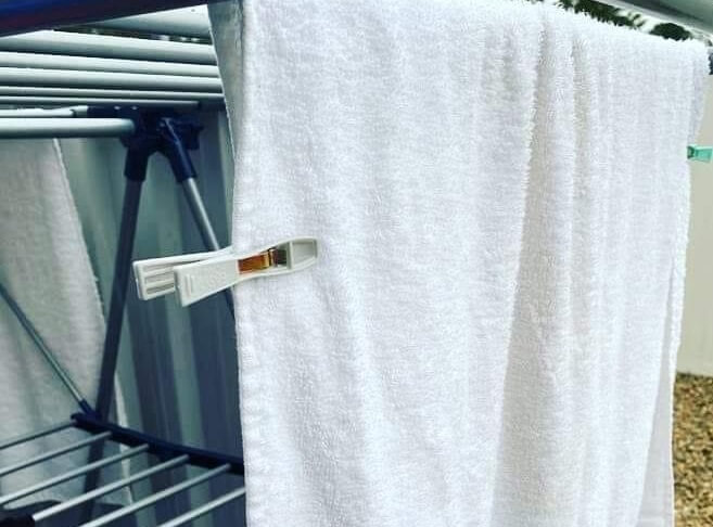 towel pegged to washing line