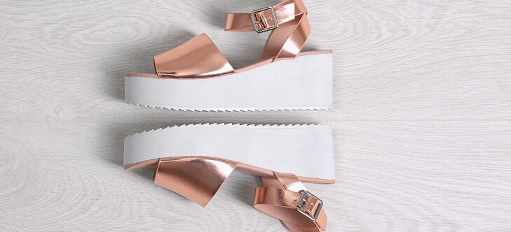 rose gold platform sandals with white soles