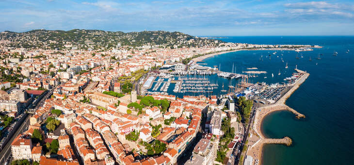 aerial view of cannes harbour