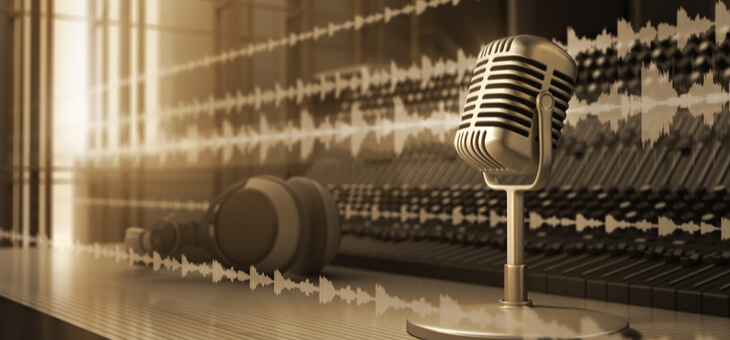 radio microphone on mixing desk