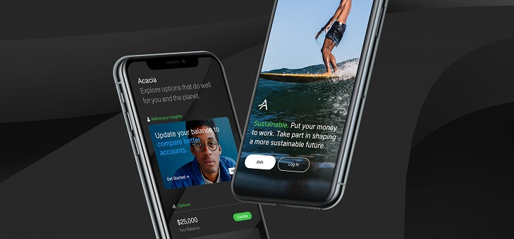 smart phones displaying acacia app