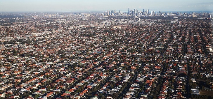 aerial shot of melbourne cbd and suburbs