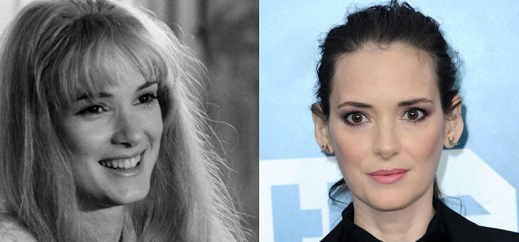 side by side pics of winona ryder from 1990s and 2020s