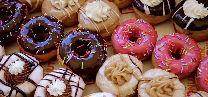 assorted iced donuts