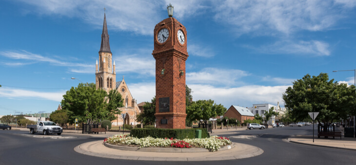clock tower in centre of mudgee new south wales