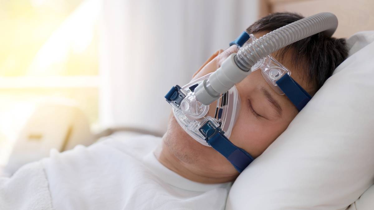 man wearing a ventilator