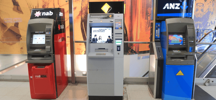 NAB, CommBank and ANZ ATMs at a shopping centre