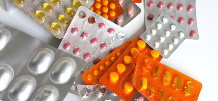 foil trays of various medications