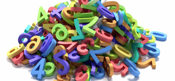 pile of rubber numerals in different colours