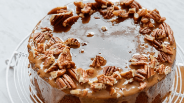chocolate cake with pecan nuts
