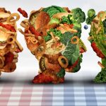 graphic of three heads filled with different foods