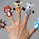 hand with animal finger puppets on each finger
