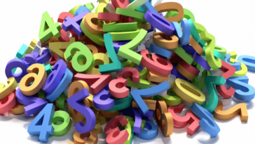 pile of rubber numerals in different colours