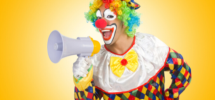 clown holding megaphone