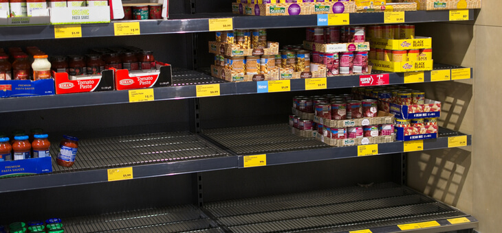 bare supermarket shelves