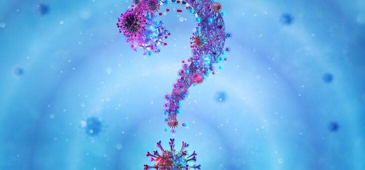 question mark made from virus particles