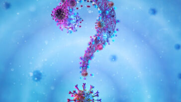 question mark made from virus particles