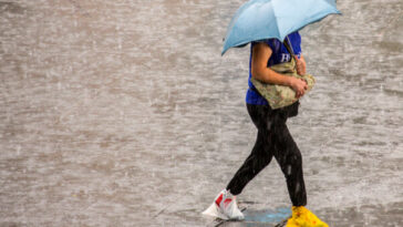woman walking with umbrella in the rain