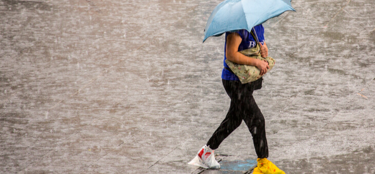 woman walking with umbrella in the rain