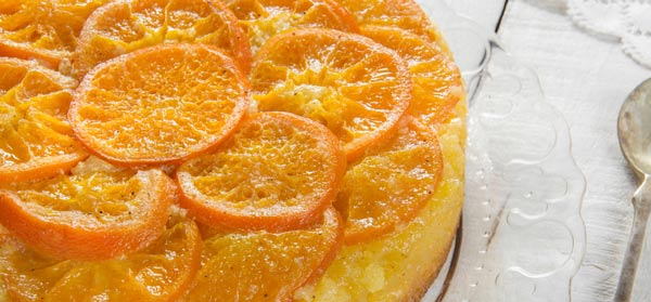 Freshly baked mandarin and almond cake