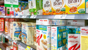 cereal aisle in supermarket