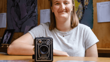 Courtney Hart and her Kodak Brownie camera