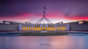 australian parliament house at sunrise