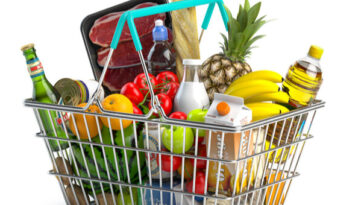 shopping basket filled with groceries