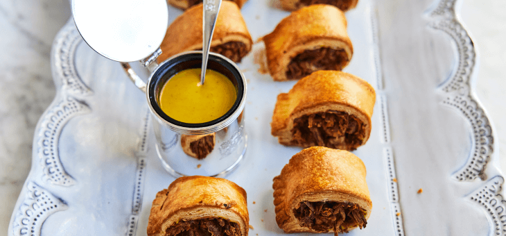 Seswaa and English Mustard 'Sausage’ Rolls