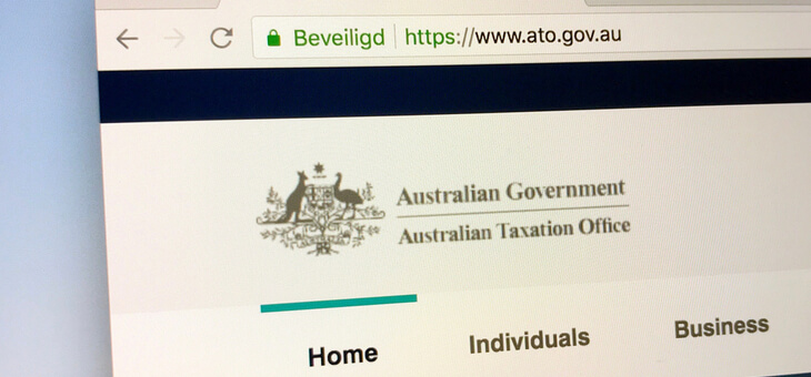 computer screen displaying australian taxation office website