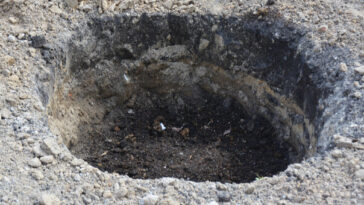 a deep hole in the ground
