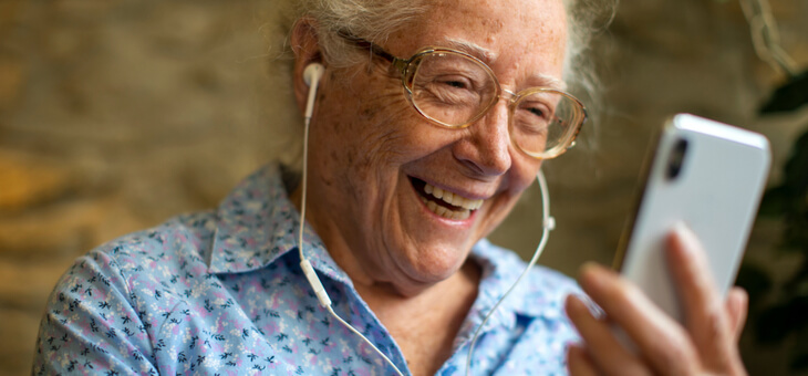 elderly woman on video call