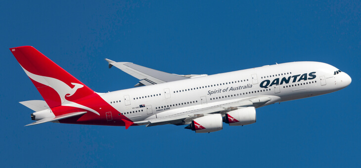 large qantas plane in flight