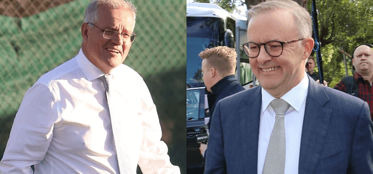 side by side shots of scott morrison and anthony albanese