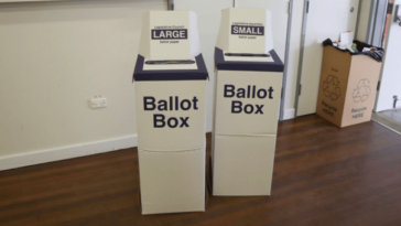 ballot boxes at polling station